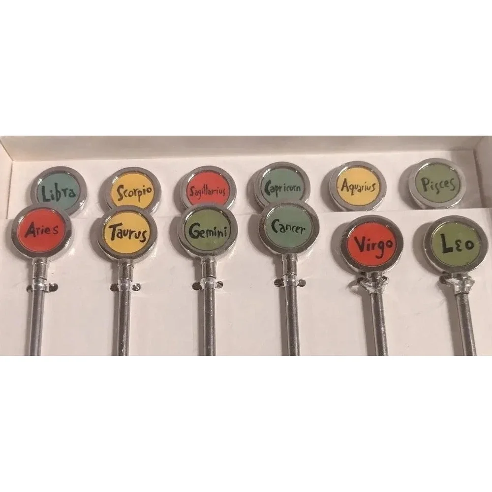 New Pottery Barn Zodiac Swizzle Sticks Astrology Set Cocktail Stirrers Horoscope